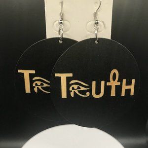 NWT Wooden Exquisite African Beauty Print Round Dangle Earrings Bohemian